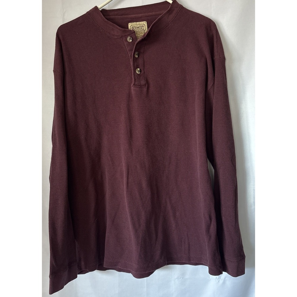 C. E. Schmidt Workwear Thermal Waffle Knit Shirt Mens XL Burgundy‎ Cotton Blend